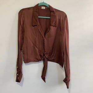 Aritzia Wilfred Satin Button Down Top